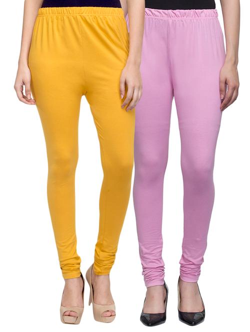 cotton lycra solid leggings (set of 2) - 10797101 - Very Small Image - 1