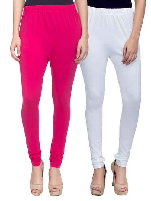 cotton lycra solid leggings (set of 2) - 10797132 - Very Small Image - 1