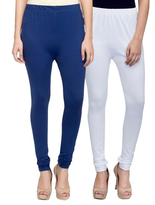 cotton lycra solid leggings (set of 2) - 10797143 - Very Small Image - 1