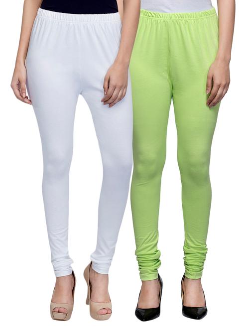 cotton lycra solid leggings (set of 2) - 10797148 - Very Small Image - 1