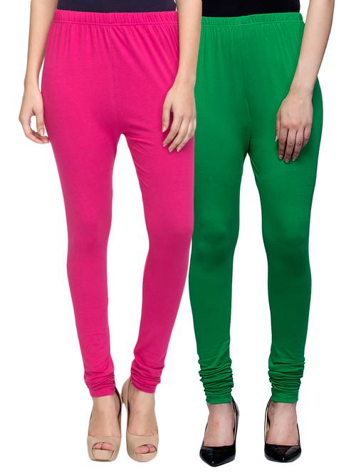 cotton lycra solid leggings (set of 2) - 10797167 - Very Small Image - 1