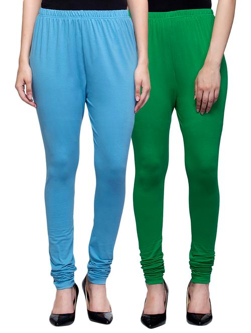 cotton lycra solid leggings (set of 2) - 10797173 - Very Small Image - 1