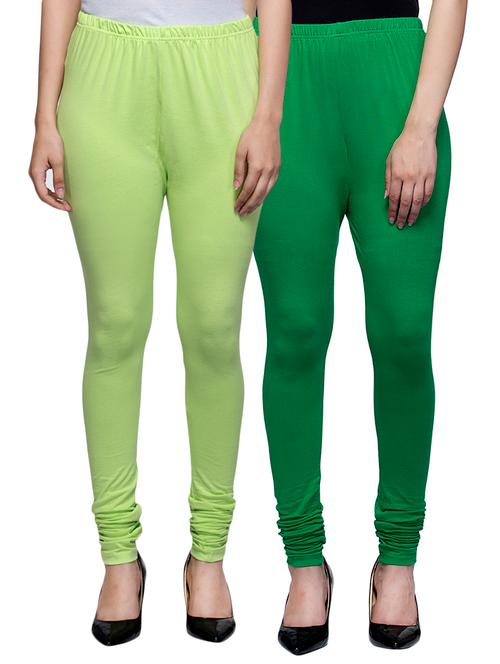cotton lycra solid leggings (set of 2) - 10797174 - Very Small Image - 1
