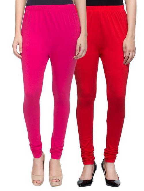 cotton lycra solid leggings (set of 2) - 10797192 - Very Small Image - 1