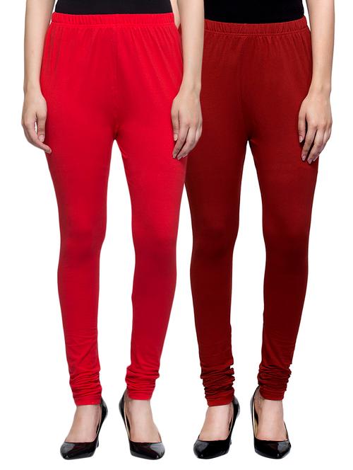 cotton lycra solid leggings (set of 2) - 10797204 - Very Small Image - 1