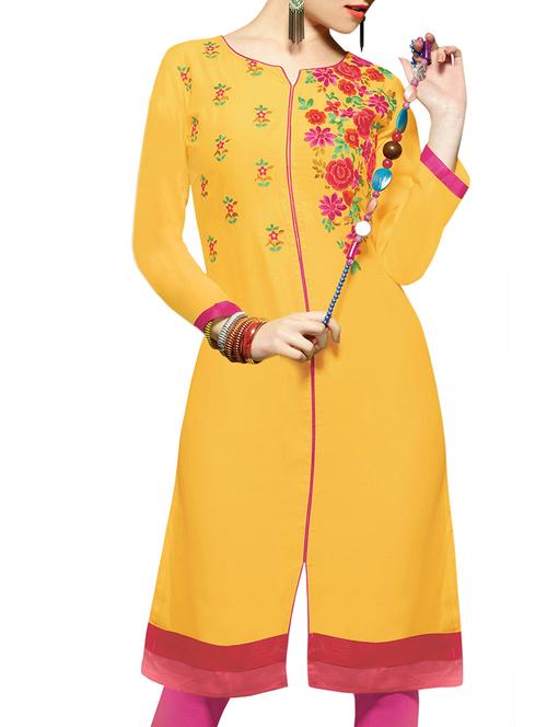 yellow cotton kurti - 10798132 - Very Small Image - 1