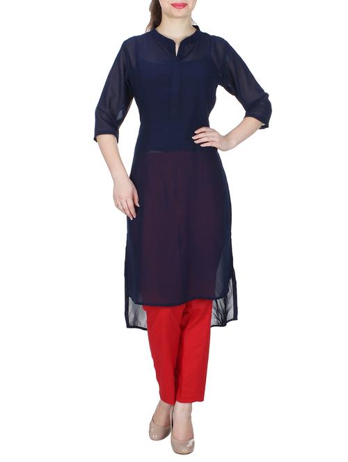 women's high-low kurta - 10799586 - Very Small Image - 1