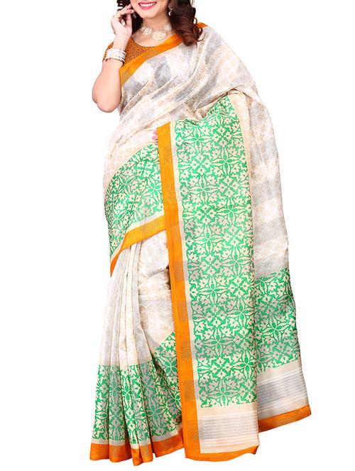 cream cotton saree - 10801281 - Very Small Image - 1