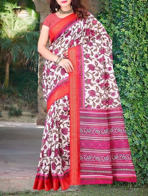 white cotton saree - 10801287 - Very Small Image - 1