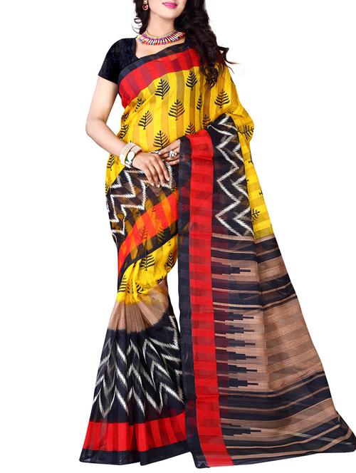 yellow cotton saree - 10801307 - Very Small Image - 1