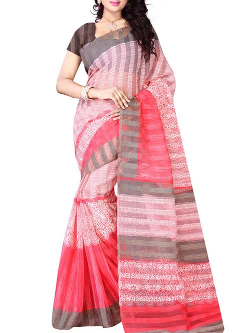 pink cotton saree - 10801311 - Very Small Image - 1