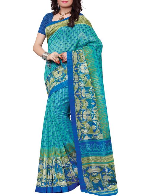 turquoise cotton saree - 10801352 - Very Small Image - 1