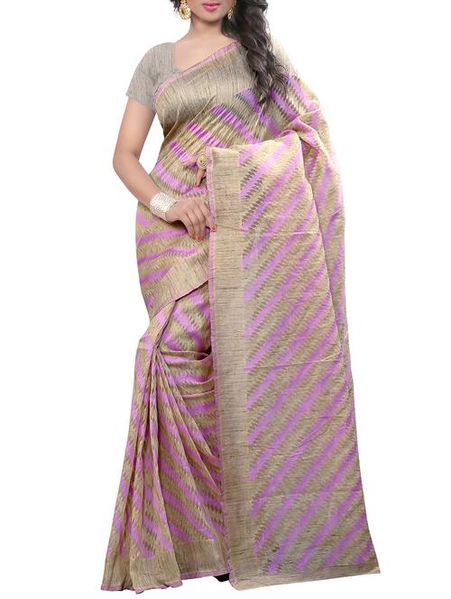 pink cotton woven saree with blouse - 10801529 - Very Small Image - 1