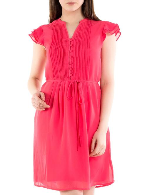 pink georgette aline dress - 10803359 - Very Small Image - 1
