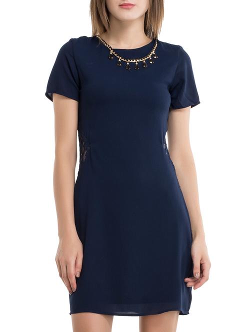 navy georgette dress - 10803453 - Very Small Image - 1