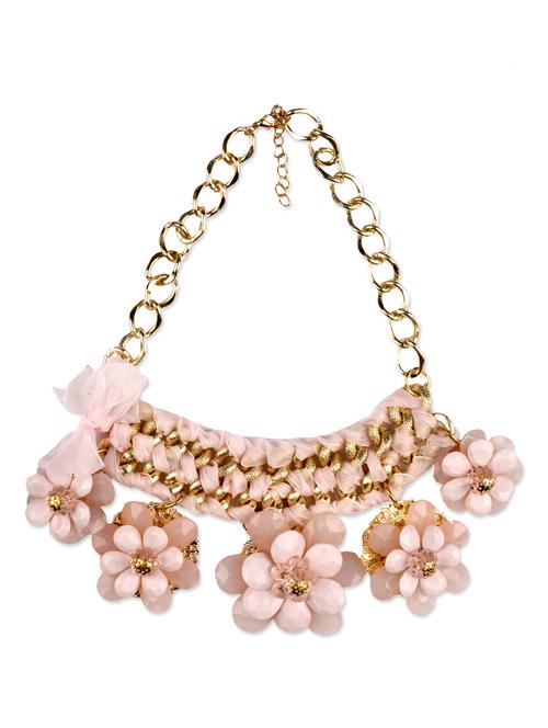 pink floral with ribbon statement neckpiece - 1080424 - Very Small Image - 1