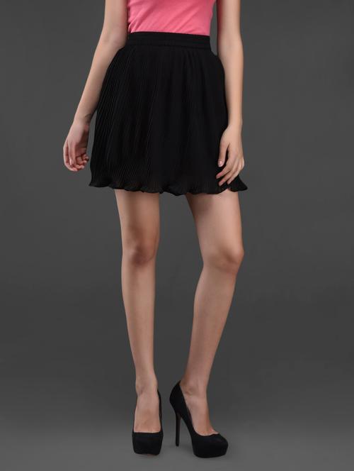 solid black flared mini skirt - 1080577 - Very Small Image - 1