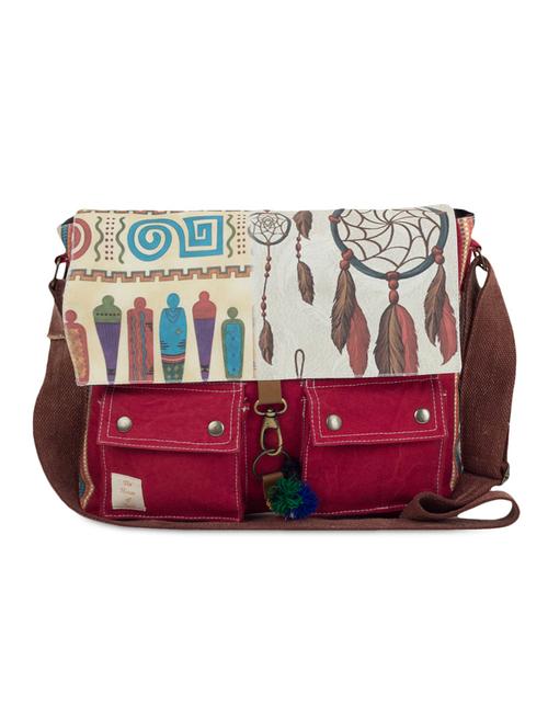 tribal print canvas messenger bag - 1080804 - Very Small Image - 1