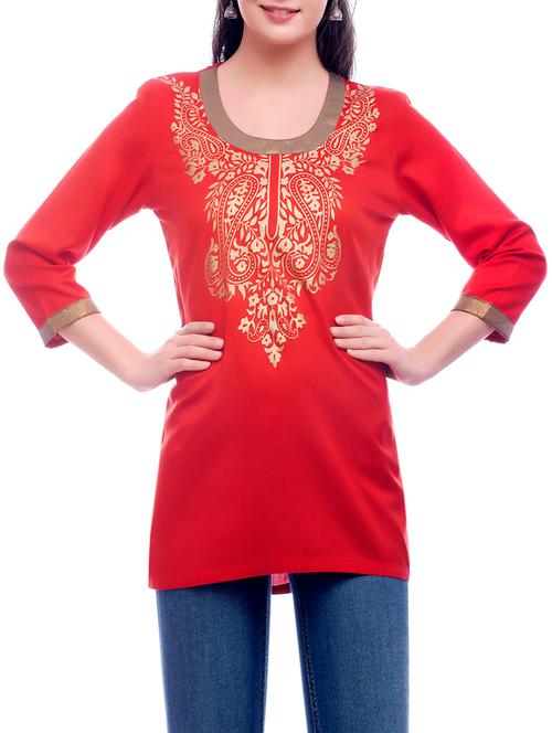 red rayon kurti - 10808158 - Very Small Image - 1
