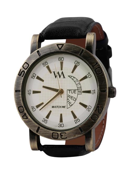 black leather analogue watch - 10809481 - Very Small Image - 1