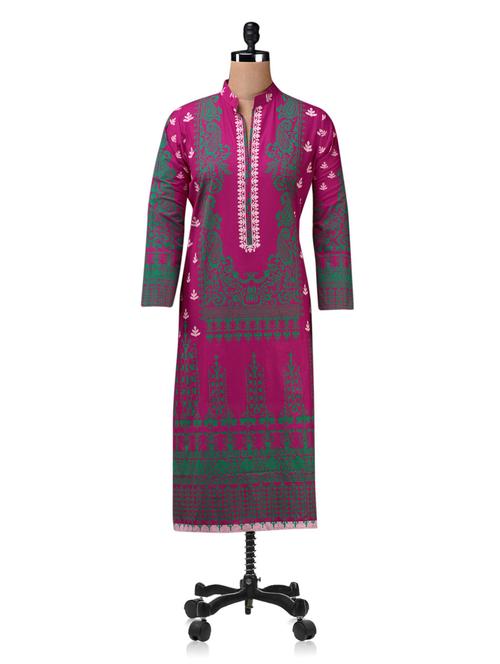 printed long sleeves cotton kurta - 1080988 - Very Small Image - 1