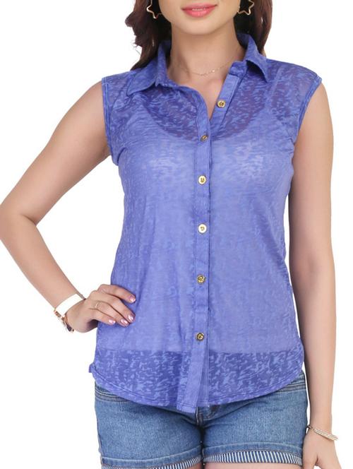 blue crepe top - 10813399 - Very Small Image - 1