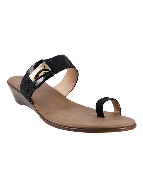 Black leatherette slip on sandals - 10821064 - Very Small Image - 1