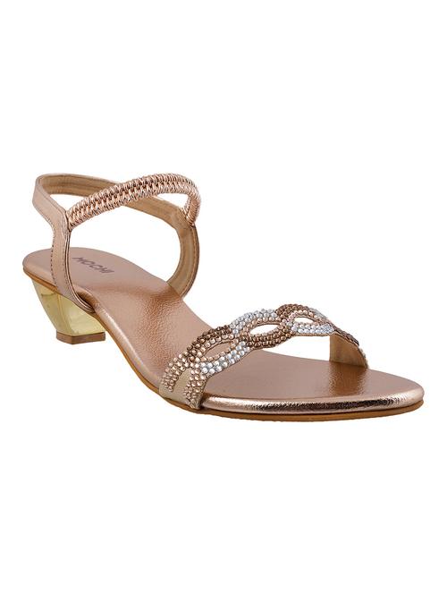 Gold embellished leatherette ethnic sandals - 10821084 - Very Small Image - 1