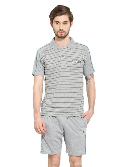 duke stardust grey cotton blend bermuda set - 10825214 - Very Small Image - 1