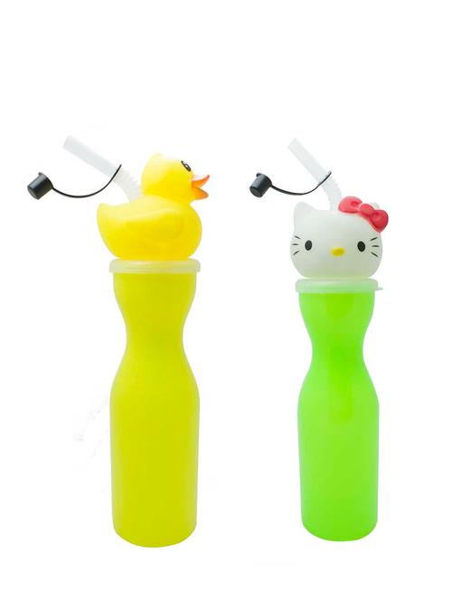 polo lifetime bpa free 3d sippers with straw , set of 2 (kitty & duck) - 10825285 - Very Small Image - 1