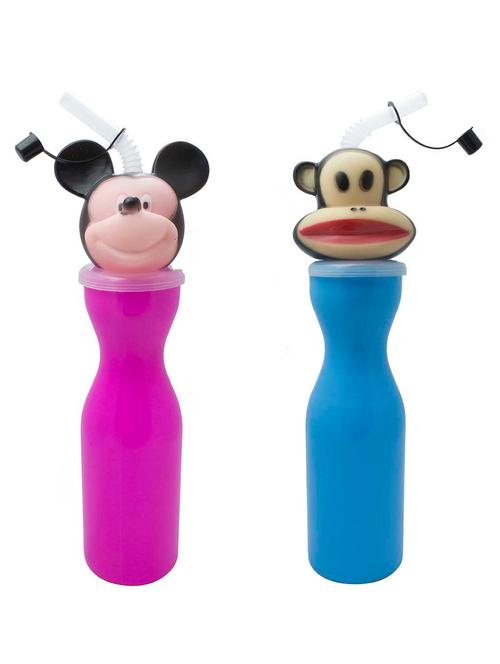 polo lifetime bpa free 3d sippers with straw , set of 2 (mickey & monkey) - 10825287 - Very Small Image - 1
