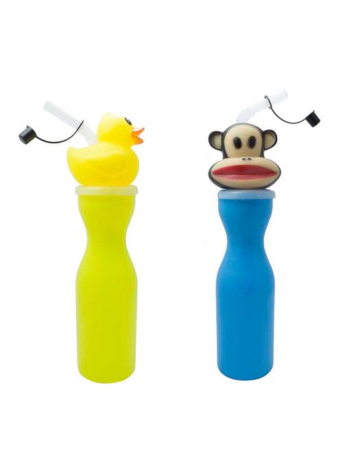 polo lifetime bpa free 3d sippers with straw , set of 2 (monkey & duck) - 10825288 - Very Small Image - 1