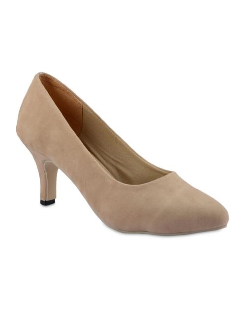 beige plain solid leatherette heels - 1082723 - Very Small Image - 1