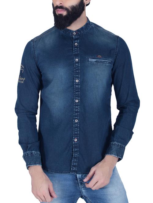blue cotton casual shirt - 10827736 - Very Small Image - 1