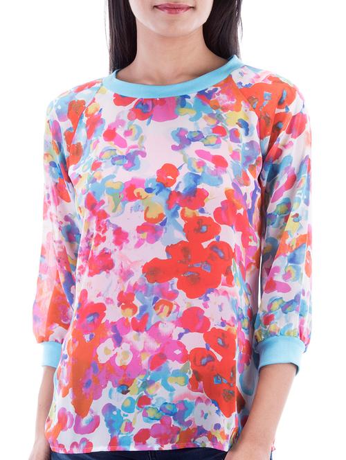 cap sleeved floral top - 10827846 - Very Small Image - 1