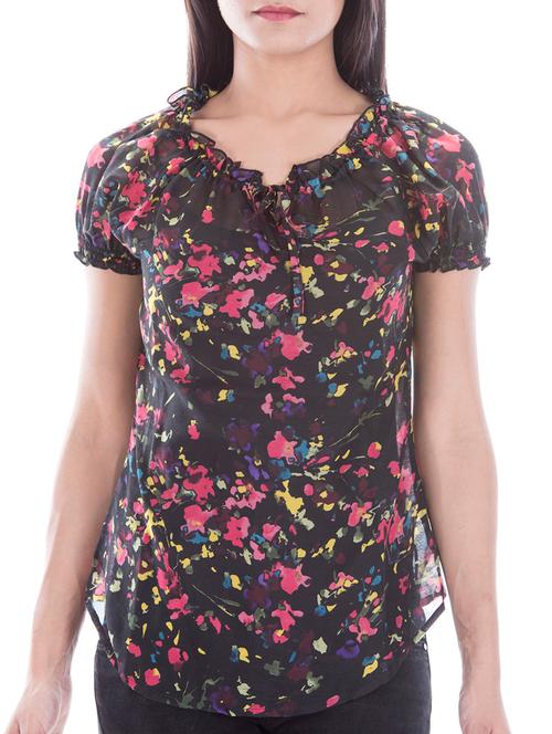 tie up neck short sleeved top - 10827851 - Very Small Image - 1