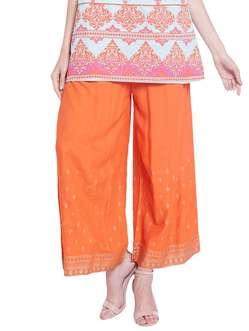 orange cotton palazzos - 10828653 - Very Small Image - 1