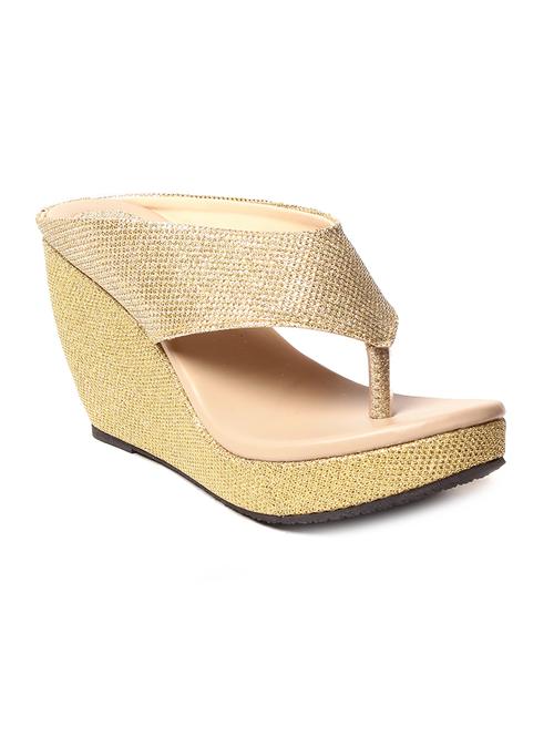 gold leatherette wedge - 10831367 - Very Small Image - 1
