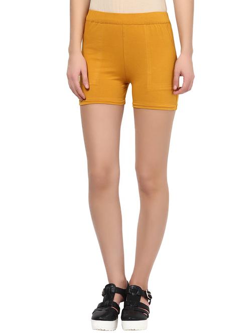 yellow cotton regular shorts - 10833914 - Very Small Image - 1