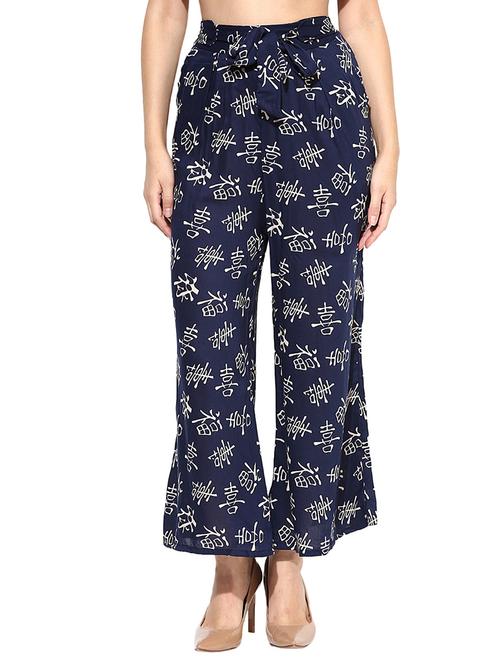 navy blue viscose palazzos - 10833962 - Very Small Image - 1