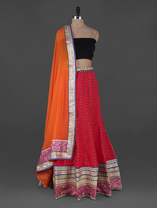 red lehenga set with gota work - 1083731 - Very Small Image - 1