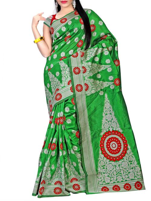 green silk saree - 10837930 - Very Small Image - 1