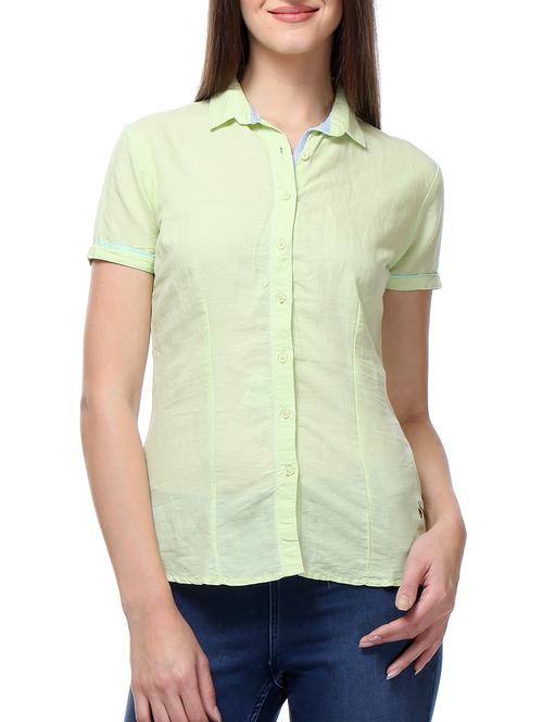 green cotton regular shirt - 10838433 - Very Small Image - 1