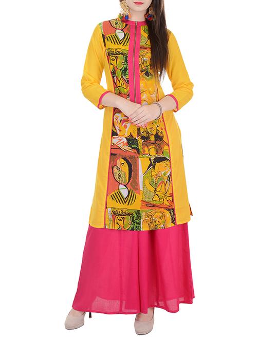 yellow cotton kurta - 10841027 - Very Small Image - 1