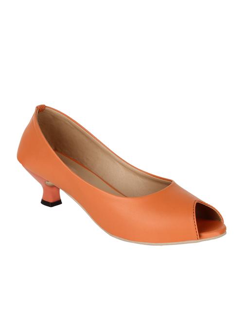 orange leatherette pumps - 10842697 - Very Small Image - 1