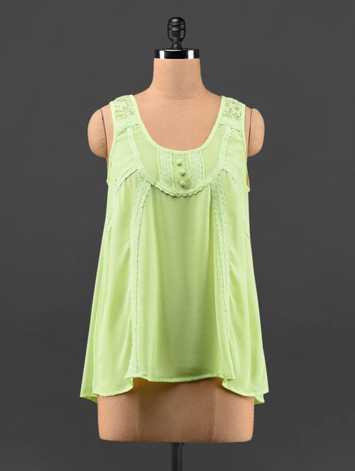 lime green lace & georgette top - 1084460 - Very Small Image - 1