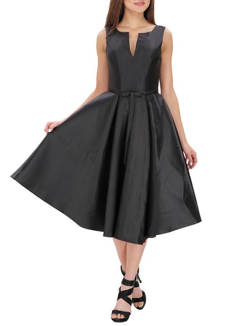 women's fit & flare solid dress - 10845274 - Very Small Image - 1
