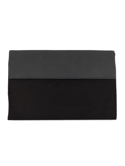 Black Textured Leather Clutch - 1085016 - Very Small Image - 1