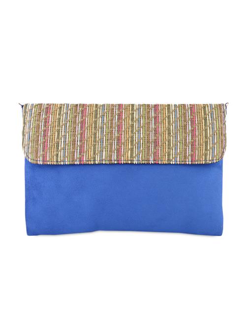 Blue Woven Pattern Suede Clutch - 1085064 - Very Small Image - 1