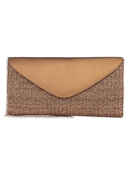 Gold Woven Pattern Leather Clutch - 1085073 - Very Small Image - 1